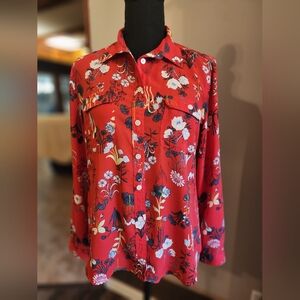 Loft red print blouse, size MP